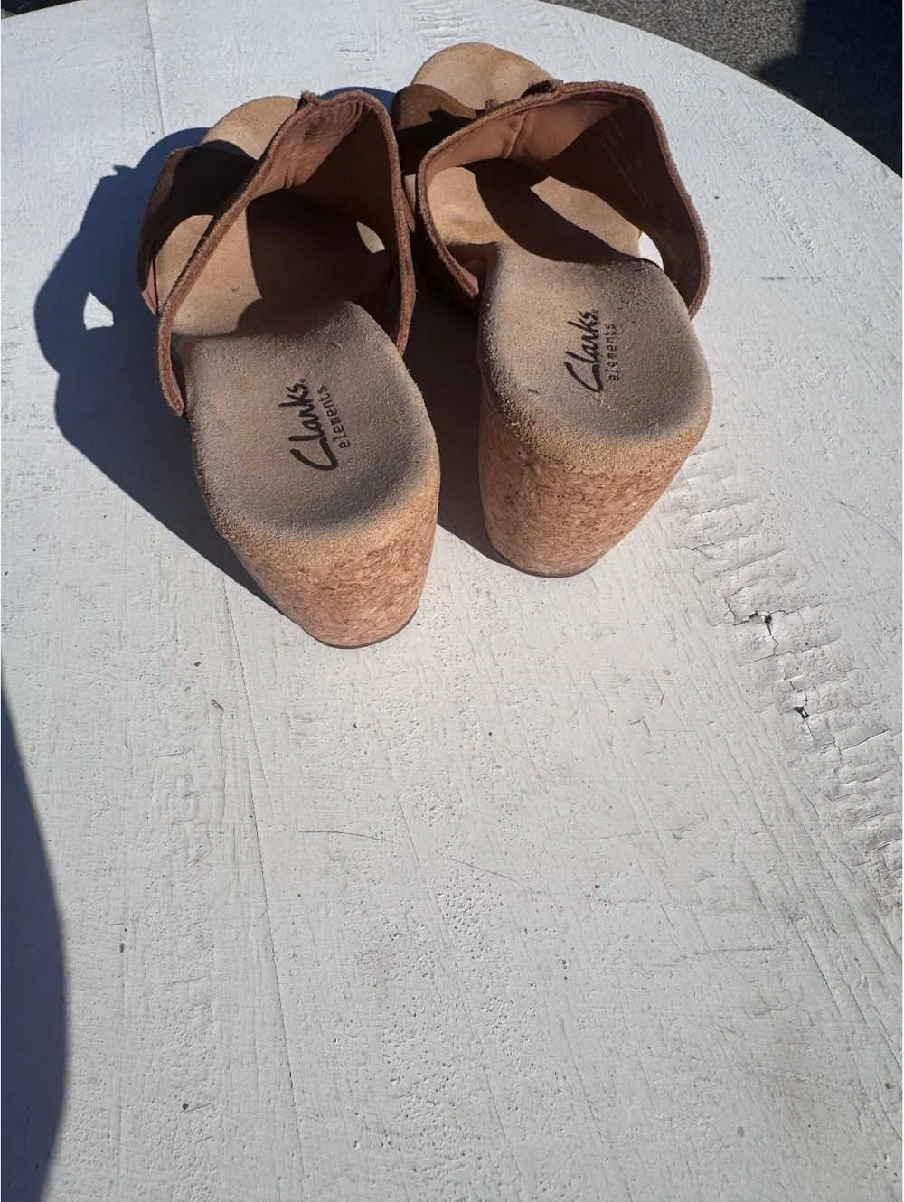 Clarks Elements Women’s 8M Brown Suede Cork Wedge Slide Sandals Leather